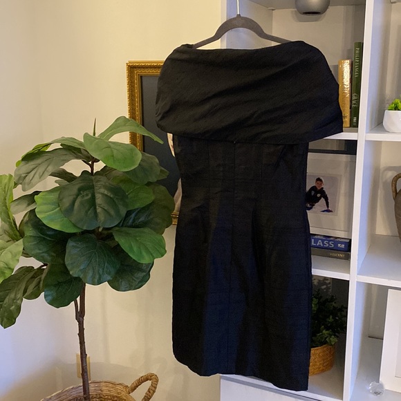 Nicole Miller Vintage Sweetheart Little Black Capelet Dress 100% Silk Tafeta - Picture 2 of 2